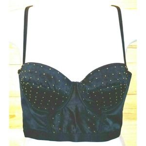 Unbranded Black with Gold Studs Bustier Bra Size 36 B